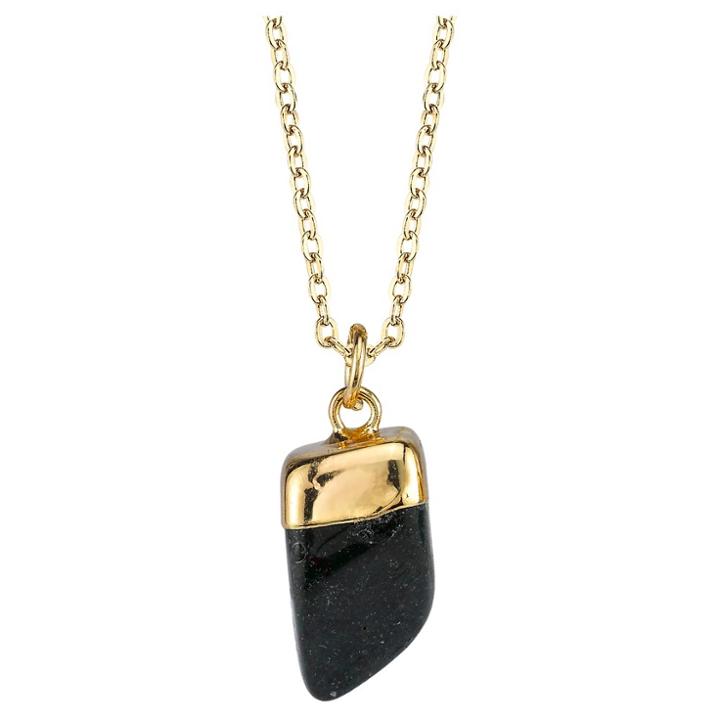 Target Women's Silver Plated Rough Cut Natural Agate Necklace - Gold