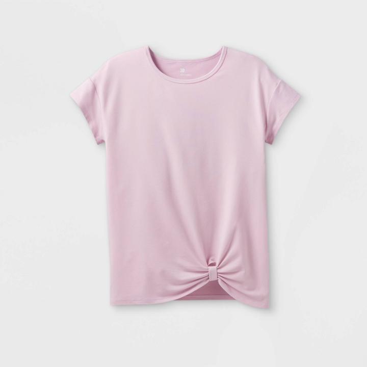 Girls' Short Sleeve Twist-front Gym T-shirt - All In Motion Lilac Purple