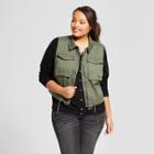Women's Plus Size Cropped Military Vest - A New Day Green