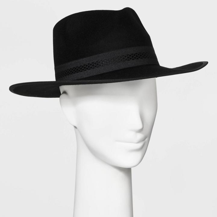 Women's Wide Brim Fedora Hat - A New Day Black