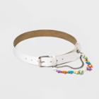 Women's Faux Leather With Removable Daisy Swag Chain Belt - Wild Fable White