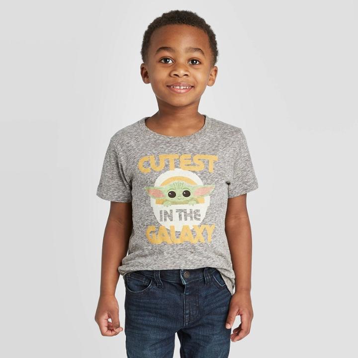 Petitetoddler Boys' Star Wars Baby Yoda Short Sleeve T-shirt - Heather Gray