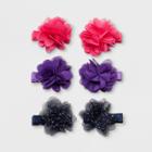 Toddler Girls' 3pk Metallic & Chiffon Flowers Hair Clips - Cat & Jack Pink/black/blue