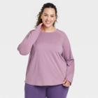 Women's Plus Size Essential Crewneck Long Sleeve T-shirt - All In Motion Light Mauve