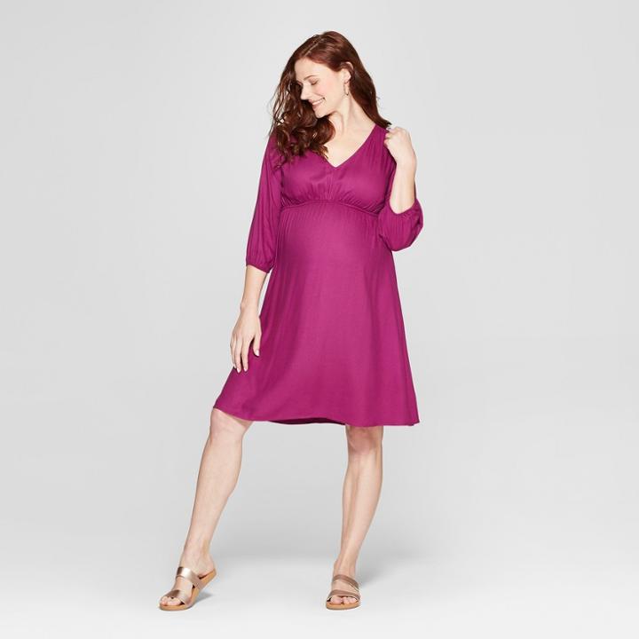 Maternity Fit & Flare Dress - Isabel Maternity By Ingrid & Isabel Berry Sprinkle Xl, Women's, Purple