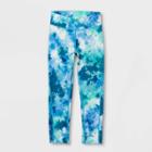 Girls' Printed Capri Leggings - All In Motion Vivid Teal Xs, Vivid Blue/cloud