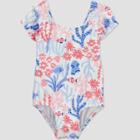 Baby Girls' Short Sleeve Sea Print One Piece Rash Guard - Just One You Made By Carter's Blue