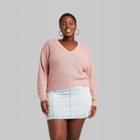 Women's Plus Size V-neck Pullover Sweater - Wild Fable Pink
