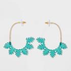 Sugarfix By Baublebar Monstera Leaf Threader Earrings - Green, Women's,