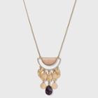 Semi-precious Lilac Lepidolite And Pink Aventurine With Multi Plated Pendant Necklace - Universal Thread Blush Pink