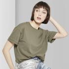 Women's Oversized Short Sleeve Crewneck Boxy T-shirt - Wild Fable Olive (green)