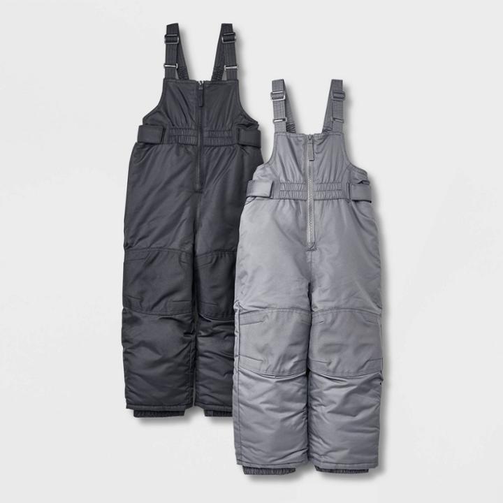 Toddler 2pk Snow Bib - Cat & Jack Black/grey