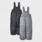Toddler 2pk Snow Bib - Cat & Jack Black/grey