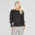 Women's Long Puff Sleeve Crew Neck Sweater - Who What Wear Black