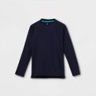 Boys' Quick Dry Upf 50+ Long Sleeve Swim T-shirt - All In Motion Navy