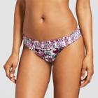 Women's Smocked Hipster Bikini Bottom - Mossimo Deep Plum Purple Floral