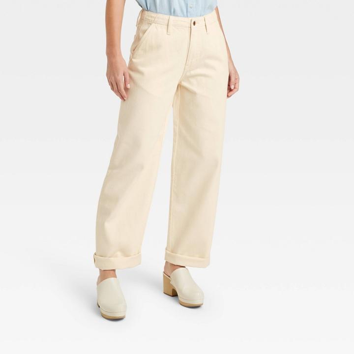 Women's High-rise Straight Jeans - Universal Thread Cream