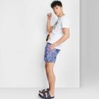 Men's 5.5 Elastic Waist Hawaiian Flowers Swim Shorts - Original Use Purple
