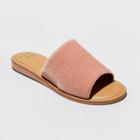 Women's Dorathea Velvet Slide Sandals - A New Day Blush