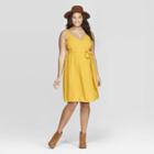 Women's Plus Size Sleeveless V-neck Wrap Dress - Universal Thread Yellow X