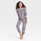 Women's Leopard Print Fleece Cropped Lounge Sweatshirt - Colsie Purple