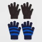 Boys' 2pk Striped Gloves - Cat & Jack Blue