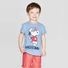 Toddler Boys' Peanuts Snoopy Americool Short Sleeve T-shirt - Blue