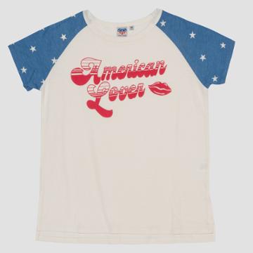 Junk Food Women's American Lover Short Sleeve Raglan T-shirt - White
