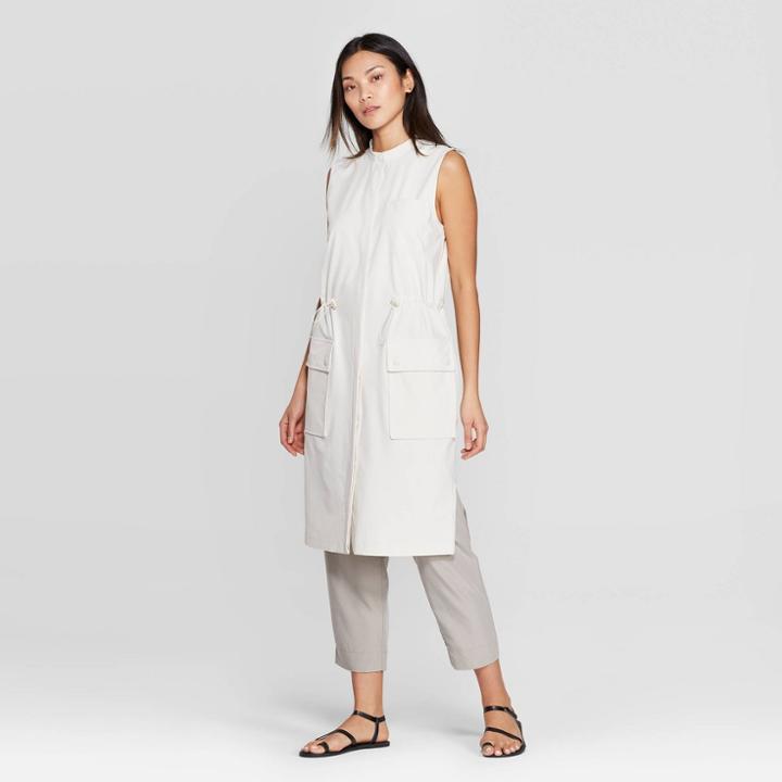 Women's Sleeveless Crewneck Longline Utility Vest - Prologue Cream
