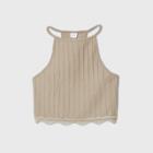 Women's Lace Cropped Lounge Tank Top - Colsie Taupe