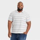 Men's Big & Tall Striped Standard Fit Short Sleeve Collared Polo T-shirt - Goodfellow & Co White/stripe