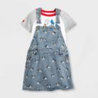 Mickey Mouse & Friends Girls' Disney Mickey Mouse 2pc Denim Dress Set - White/gray/blue 3 - Disney