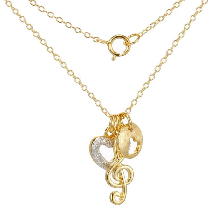 Target Yellow Gold And Fine Silver Plated 2-tone Bronze Music Love Pendant With 18 Chain, Girl's