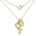 Target Yellow Gold And Fine Silver Plated 2-tone Bronze Music Love Pendant With 18 Chain, Girl's