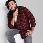 Adult Extended Size Checked Casual Fit Long Sleeve Button-down Shirt - Original Use Red/check
