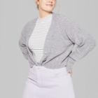 Women's Plus Size Cropped Button Front Bubble Sleeve Cardigan - Wild Fable Gray