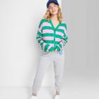Women's Ascot + Hart Stripe Graphic Cardigan - Pink/green