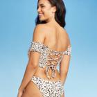 Women's Smocked Underwire Bandeau Bikini Top - Xhilaration Animal Print D/dd Cup, Women's, Brown