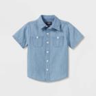 Oshkosh B'gosh Toddler Boys' Chambray Woven Short Sleeve Button-down Shirt - Medium Wash 12m,