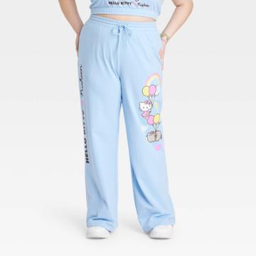 Sanrio Women's Hello Kitty And Pusheen Graphic Flare Leg Lounge Pants - Blue
