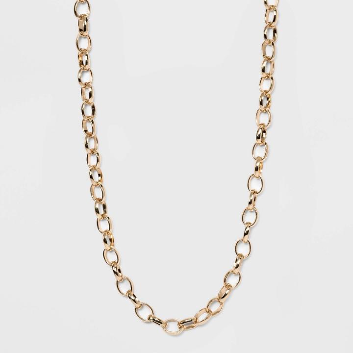 Long Metal Chain Link Necklace - A New Day Gold