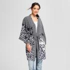Women's Woven Crepe Chiffon Print Kimono - A New Day Black