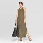 Target Women's Sleeveless Round Neck Knit Rib Maxi Dress - A New Day Olive (green)