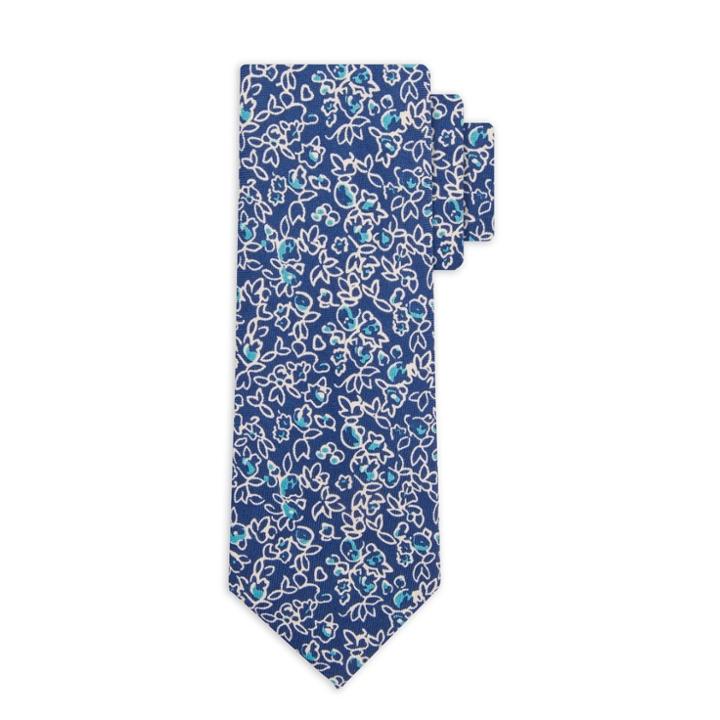 Men's Floral Print Necktie - Goodfellow & Co Navy One Size, Parrish Blue Opaque