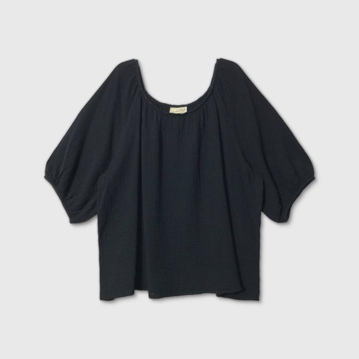 Women's Plus Size 3/4 Sleeve Top - Universal Thread Black 2x, Women's,