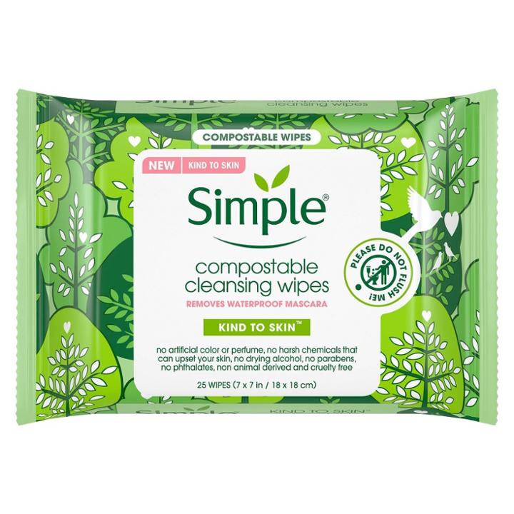 Simple Kind To Skin Compostable Cleansing Wipes - 25ct, Women's