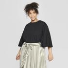 Women's Plus Size Bell Sleeve Crew Neck Top - Who What Wear Black