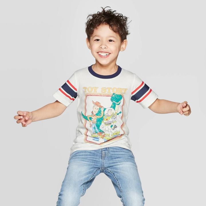 Toddler Boys' Classic Toy Story Ringer Short Sleeve T-shirt - Ivory