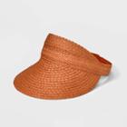 Women's Braided Straw Visor Hat - A New Day Rust, Red