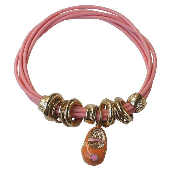 Zirconite Multi-strand Bracelet With Enameled Shoe Charms - Orange, Women's, Pumpkin